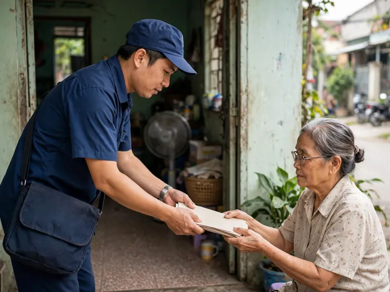 Ảnh minh họa: Nhân viên bưu điện nhận hồ sơ tại nhà người dân