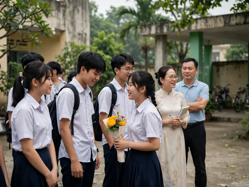 Ảnh minh họa: Học sinh Trường THPT Giả Định trong lễ khai giảng năm học mới