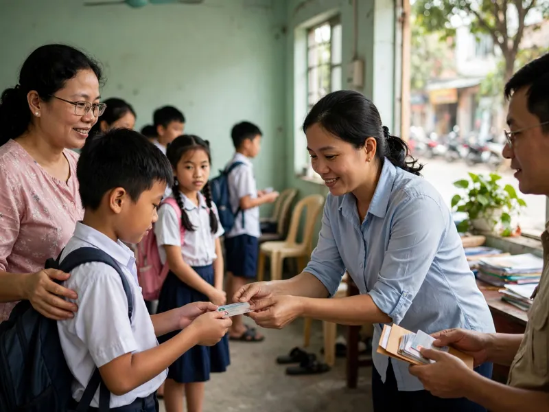 Ảnh minh họa: Trao tặng thẻ bảo hiểm y tế cho học sinh tại phường Bến Giả
